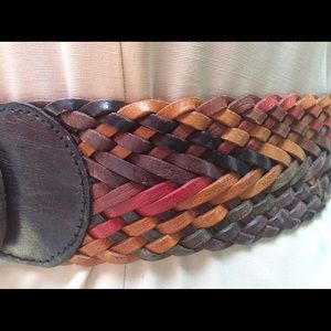 Vintage Eighties Leather Colorful Ethnic BOHO Belt